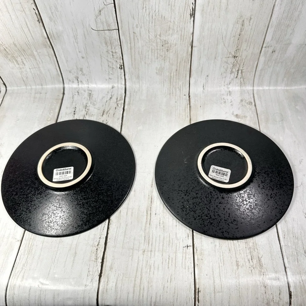 2 Crate & Barrel Domo Onyx Stoneware Saucers Portugal 6.2in Discontin Design Sto